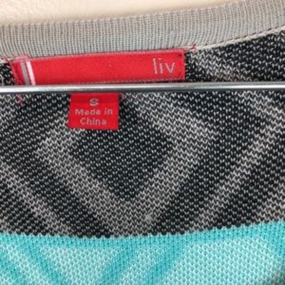 LIV Aztec Sweater Dress in Blue & Gray Size Small - Picture 3 of 5